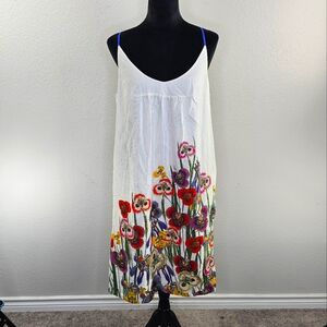 Cluny Silk White Floral Dress Size 14